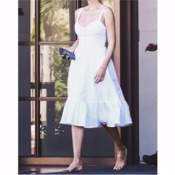 NEW Reformation Dolci Linen Dress White 12